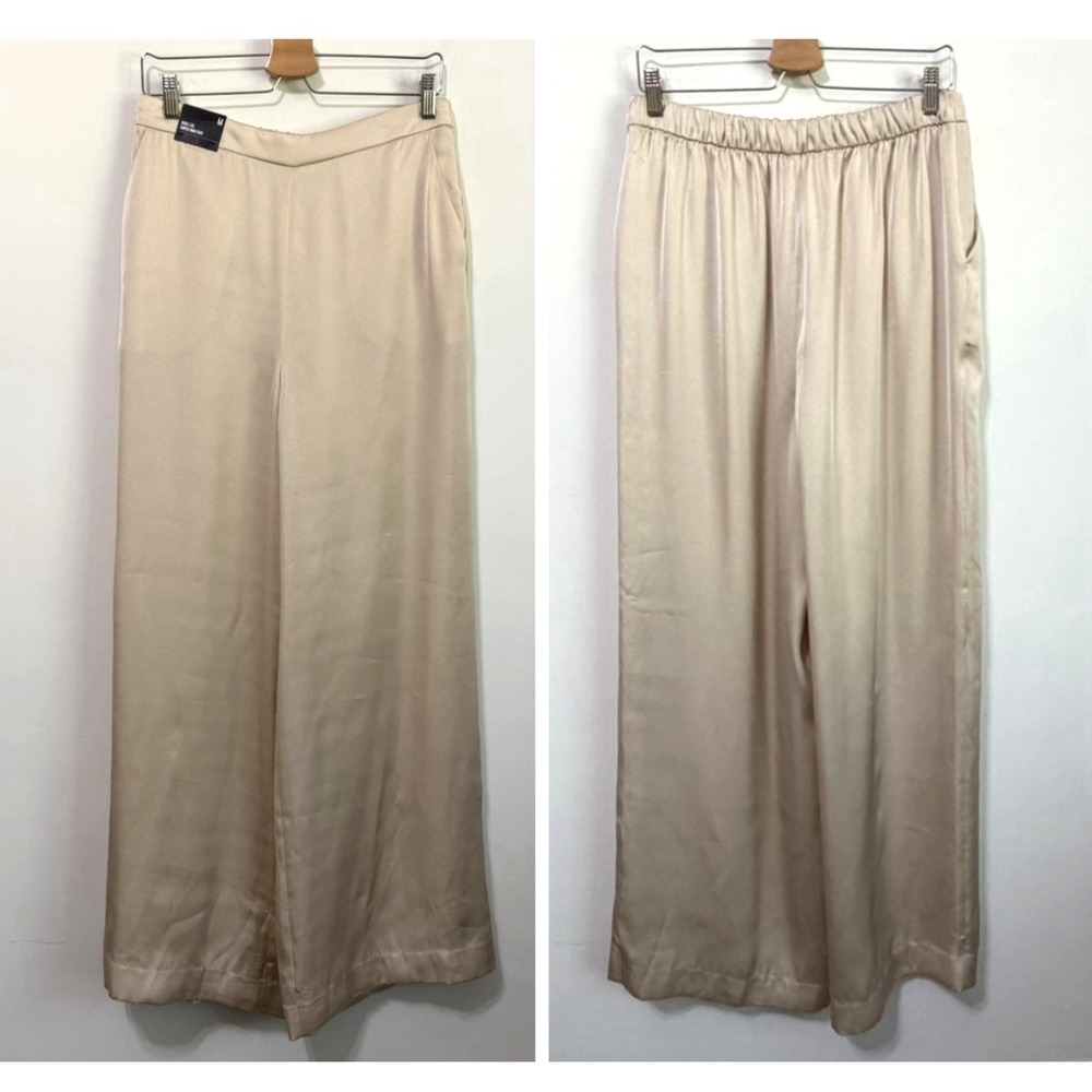 Express Wide Leg Super High Rise Satin Pants M Pull On Party Cocktail 30x31 NEW